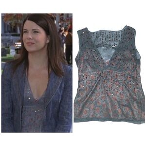 ASO Gilmore Girls Lorelai’s silk sequin blue top BNWT vintage
